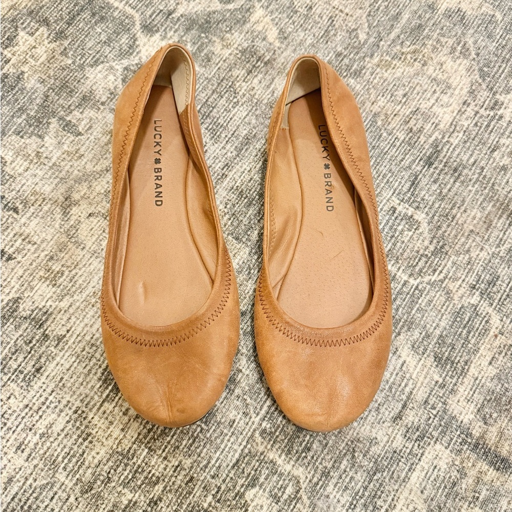 Lucky Brand Tan Suede Ballet Flats